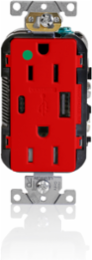 Tamper-Resistant USB Receptacle 15 Amp 125 Volt, Heavy-Duty Hospital Grade, Red