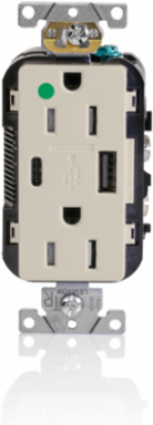Tamper-Resistant USB Receptacle, 15 Amp, 125 Volt, Heavy-Duty Hospital Grade