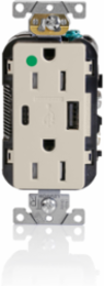 Tamper-Resistant USB Receptacle, 15 Amp, 125 Volt, Heavy-Duty Hospital Grade