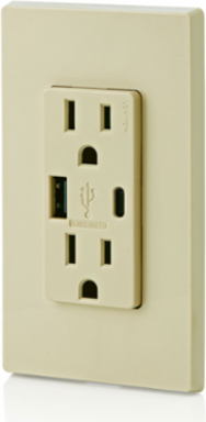 USB Type A/Type-C Wall Outlet Charger, 5.1A, 15A Tamper-Resistant