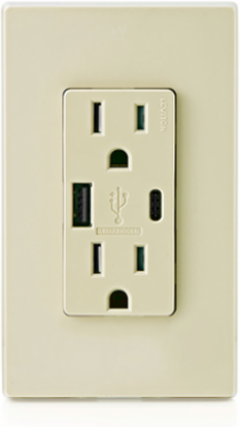 USB Type A/Type-C Wall Outlet Charger, 5.1A, 15A Tamper-Resistant