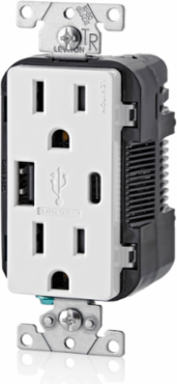 5.1A USB Type A/Type-C Wall Outlet Charger with 15A Tamper-Resistant Outlet