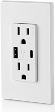 5.1A USB Type A/Type-C Wall Outlet Charger with 15A Tamper-Resistant Outlet