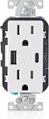5.1A USB Type A/Type-C Wall Outlet Charger with 15A Tamper-Resistant Outlet