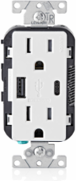 5.1A USB Type A/Type-C Wall Outlet Charger with 15A Tamper-Resistant Outlet