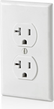 20 Amp Duplex Tamper-Resistant Outlet, 125 Volt, NEMA 5-20R, Self-Grounding, White