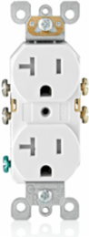 20 Amp Duplex Tamper-Resistant Outlet, 125 Volt, NEMA 5-20R, Self-Grounding, White