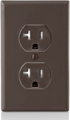 20 Amp Tamper-Resistant Duplex Outlet, 125 Volt, NEMA 5-20R, Brown