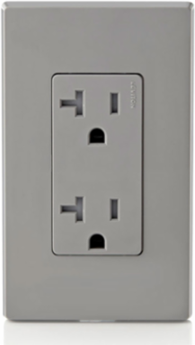 20 Amp Tamper-Resistant Duplex Outlet/Receptacle, Gray, NEMA 5-20R, Side Wired