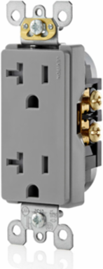20 Amp Tamper-Resistant Duplex Outlet/Receptacle, Gray, NEMA 5-20R, Side Wired