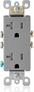 20 Amp Tamper-Resistant Duplex Outlet/Receptacle, Gray, NEMA 5-20R, Side Wired