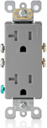 20 Amp Tamper-Resistant Duplex Outlet/Receptacle, Gray, NEMA 5-20R, Side Wired