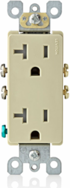 20 Amp Tamper-Resistant Duplex Receptacle, 125 Volt, Side Wired, Ivory
