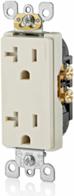 20 Amp Decora Tamper-Resistant Duplex Outlet, 125 Volt, NEMA 5-20R, Light Almond