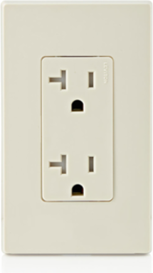 20 Amp Decora Tamper-Resistant Duplex Outlet, 125 Volt, NEMA 5-20R, Light Almond