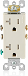 20 Amp Decora Tamper-Resistant Duplex Outlet, 125 Volt, NEMA 5-20R, Light Almond