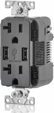 3.6A USB Type-A/A Wall Outlet Charger with 20A Tamper-Resistant Receptacles