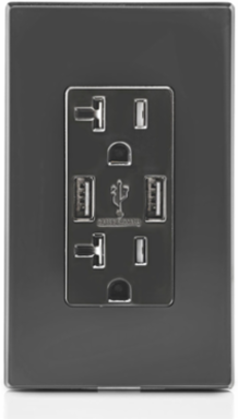 3.6A USB Type-A/A Wall Outlet Charger with 20A Tamper-Resistant Receptacles