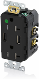 Heavy-Duty Hospital Grade Tamper-Resistant USB Receptacle, 20 Amp, 125 Volt, NEMA 5-20R