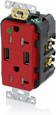 Tamper-Resistant USB Receptacle, 20 Amp, 125 Volt, Heavy-Duty Hospital Grade