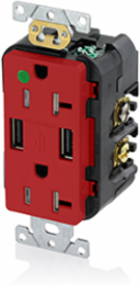 Tamper-Resistant USB Receptacle, 20 Amp, 125 Volt, Heavy-Duty Hospital Grade