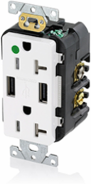 Heavy-Duty Hospital Grade Duplex Receptacle Outlet with USB, 20 Amp, 125 Volt