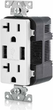 Decora 3.6A USB Type A/A Wall Outlet Charger with 20A Tamper-Resistant Receptacle