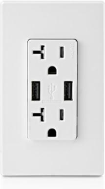 Decora 3.6A USB Type A/A Wall Outlet Charger with 20A Tamper-Resistant Receptacle