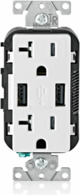 Decora 3.6A USB Type A/A Wall Outlet Charger with 20A Tamper-Resistant Receptacle