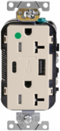 Tamper-Resistant USB Receptacle, 20 Amp, 125 Volt, 5.1A Total Charging Power