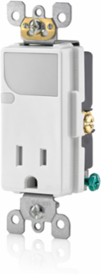 15 Amp Decora Tamper-Resistant Outlet/Guide Light Combo, White, NEMA 5-15R