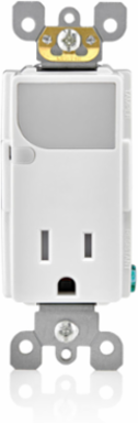 15 Amp Decora Tamper-Resistant Outlet/Guide Light Combo, White, NEMA 5-15R