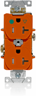 Heavy-Duty Hospital Grade Tamper-Resistant Duplex Receptacle, 20 Amp, 125 Volt, Orange