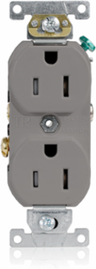 Tamper-Resistant Duplex Receptacle 15 Amp 125 Volt Self-Grounding Gray