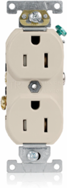 Tamper-Resistant Duplex Receptacle 15 Amp 125 Volt, Light Almond, Commercial Grade