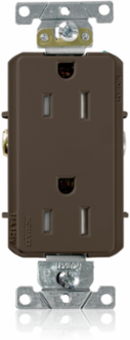 15 Amp Tamper-Resistant Decora Plus Receptacle, 125 Volt, Heavy-Duty Grade, Brown