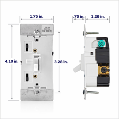 Toggle Slide Dimmer Switch, 300W LED & 600W Incandescent, White