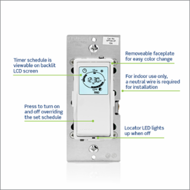Indoor Decora 24-Hour Programmable Timer 120VAC 15A Resistive/Inductive