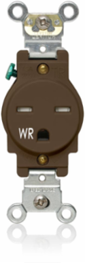 Weather-Resistant Tamper-Resistant Single Receptacle Outlet, 15 Amp 250 Volt