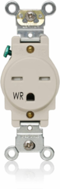 Weather-Resistant Single Receptacle, 15 Amp 250 Volt, NEMA 6-15R, Light Almond