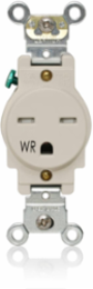 Weather-Resistant Single Receptacle, 15 Amp 250 Volt, NEMA 6-15R, Light Almond