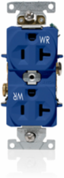 Weather-Resistant Duplex Receptacle 20 Amp 125 Volt, Heavy-Duty Grade, Blue