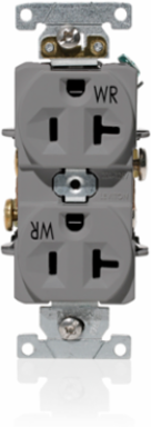 Weather-Resistant Duplex Receptacle 20 Amp 125 Volt, Heavy-Duty, Self-Grounding