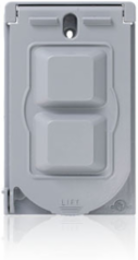 1-Gang Gray Weatherproof Cover, Vertical Mount, Metal Construction