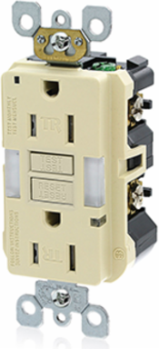 15 Amp 125 Volt Tamper-Resistant GFCI Outlet with 20 Amp Feed-Through and Ivory Finish