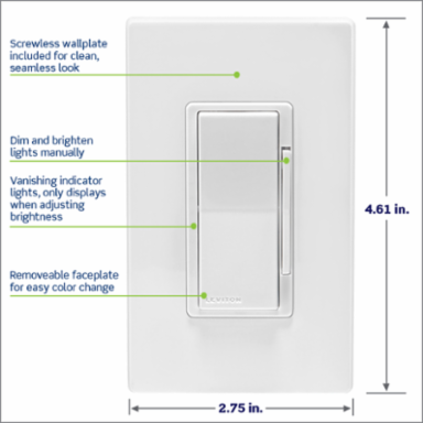 Decora Smart Dimmer Switch, Z-Wave 800 Series, Neutral Wire Required