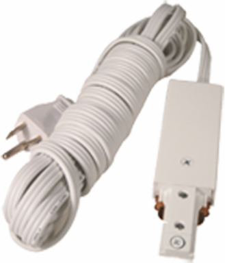 White Wired End Power Track, Color: White