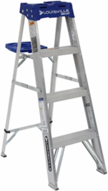 4 Foot Aluminum Step Ladder, Type I, 250 lb Load Capacity, OSHA Certified