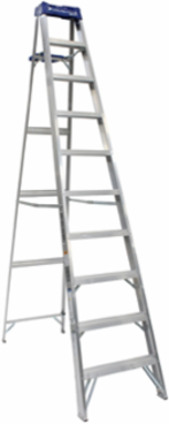 10 Foot Aluminum Step Ladder, Type I, 250 lb Load Capacity, ANSI Certified