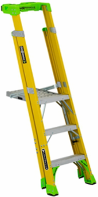 3 Foot Fiberglass Pinnacle Platform & Leaning Step Ladder, 375 lb Load Capacity